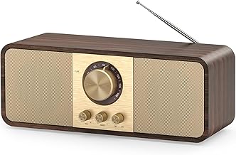 Nostalgia Radio Retro Radio with Bluetooth and TF Card, Battery Powered 3000mAH, with 2 8 Watt Woofers, Retro Radios with AUX/USB, Radio for Kitchen/Bedroom/Office