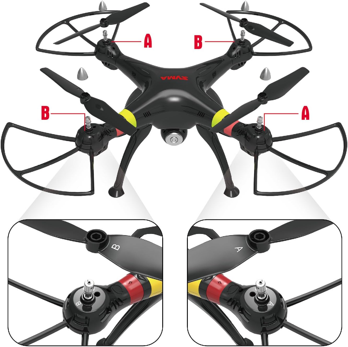 Cheerwing Syma X8W FPV Real-time 2.4Ghz 4ch 6 Axis Gyro Headless RC Quadcopter Drone with HD Camera RTF (Black)