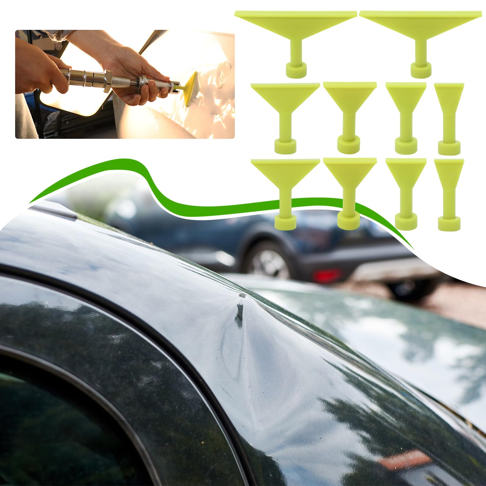 Dent Fixer Tabs Per Auto | 10 Pezzi Dischi Adesivi Rimozione Ammaccature Senza Vernice | Strumenti Riparazione Auto Per Portiere E Cofani Rimozione Danni Grandine Elettrodomestici