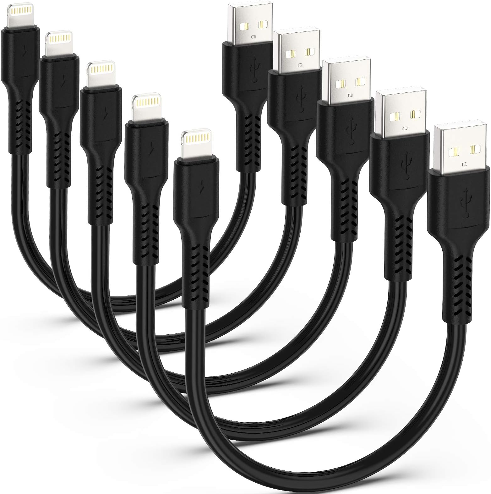 Short Charger Cable for iPhone [5 Pack MFi Certified 0.2M] Lightning Cable 20CM Data Sync USB Fast Charging Cable Lead Compatible with iPhone 11 Pro Max Xs X XR 8 7 6s 6 plus SE 5 iPad-Black