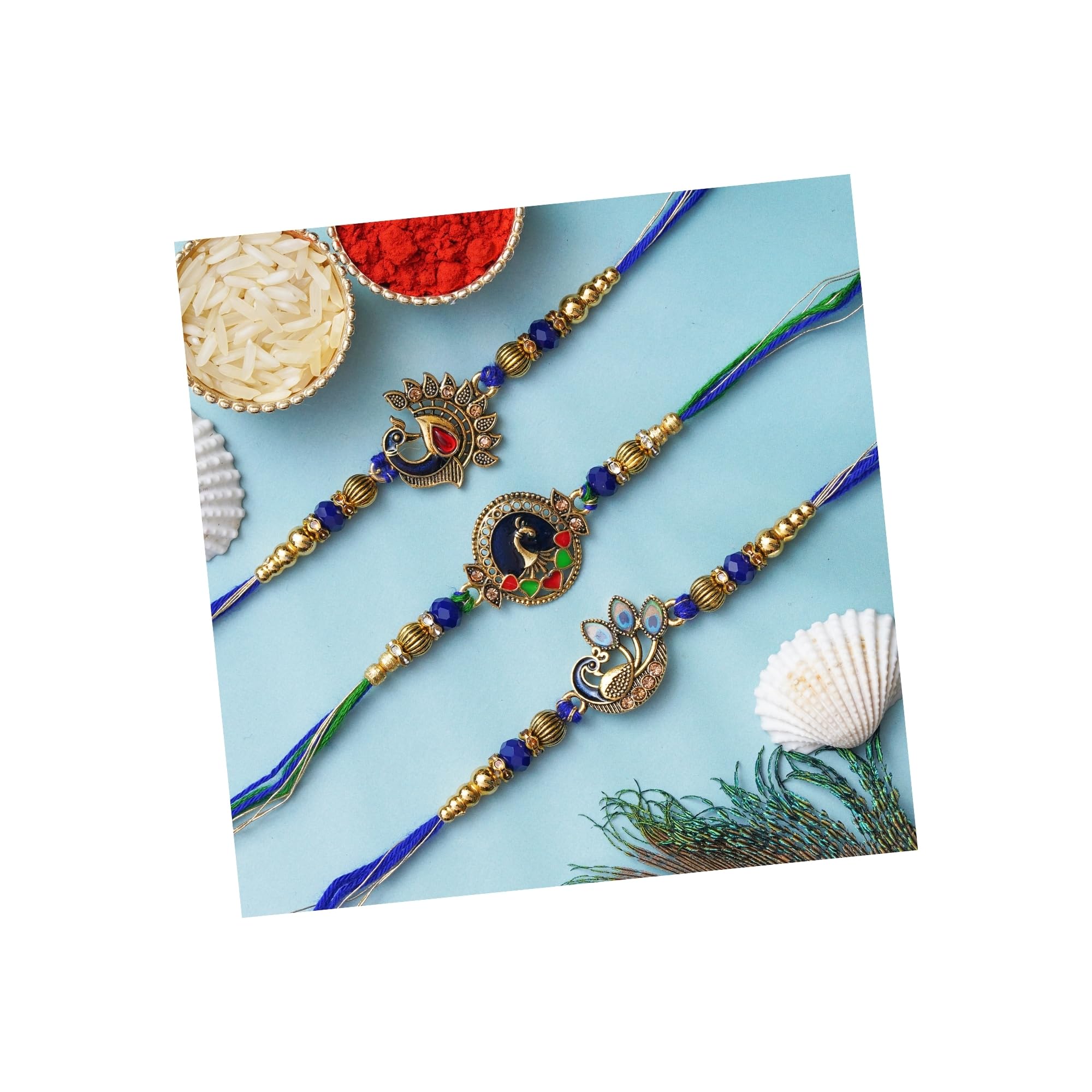 eCraftIndia Set of 3 Peacock Designer Rakhis for Brother, Bhabhi, Kids with Roli Chawal Pack (B0CYXGZ52J) Amazon Price History, Amazon Price Tracker