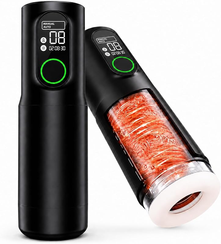 Tracy's Dog TriggerX Male Masturbator Sex Toys for Men | 10 Thrusting & 10 Rotating Modes, Heating, LED Display, Stepless Speed Control, Penis Pump