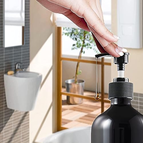 Miniatura 6 de Paquete de 6 dispensadores de botellas de plástico con bomba de plástico, dispensador de jabón de champú cilindro vacío de 16 onzas líquidas,