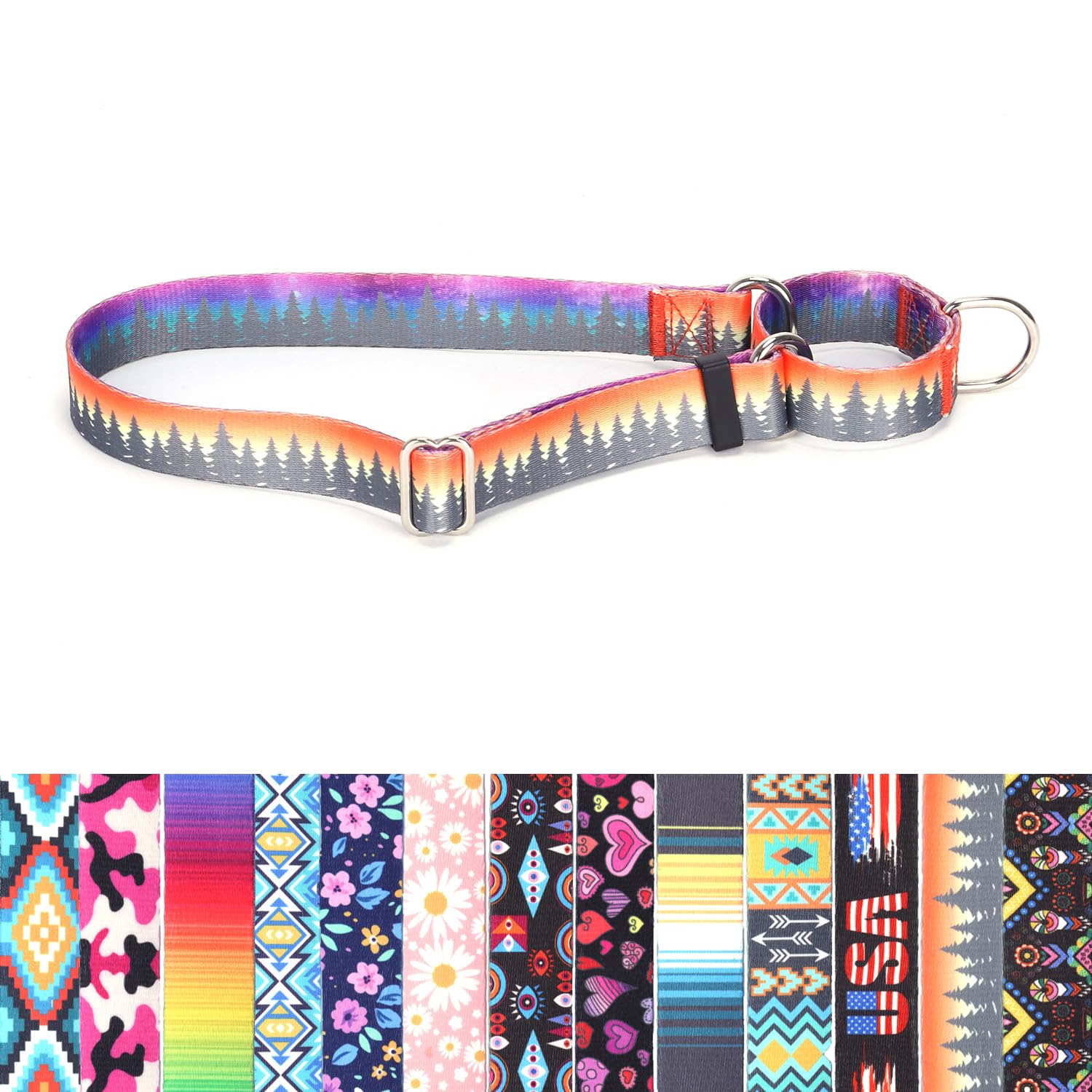 Choke Collar for Dogs, No-Slip Escape Proof Choke No Pull Cinch Soft Nylon Dog Training Martingale Collars Adjustable for Small Medium Large Breed Pet