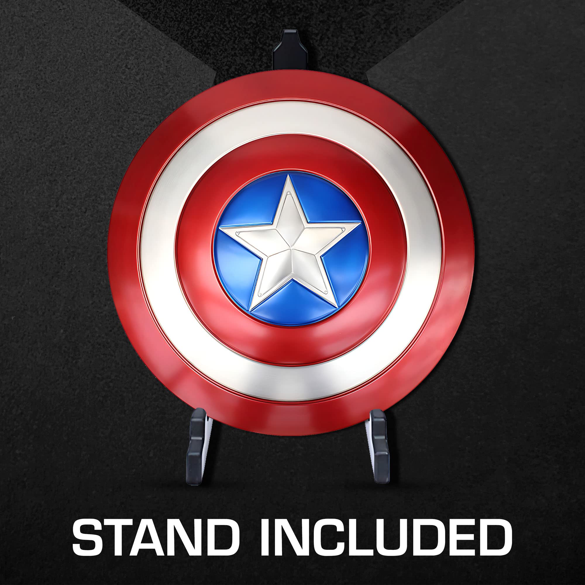 Swords and more Comic Schild – Premium Film Repliken 1:1 Volle Größe America Schild Metal mit Ausstellungsständer für Captain Kostüm & Rollenspiel