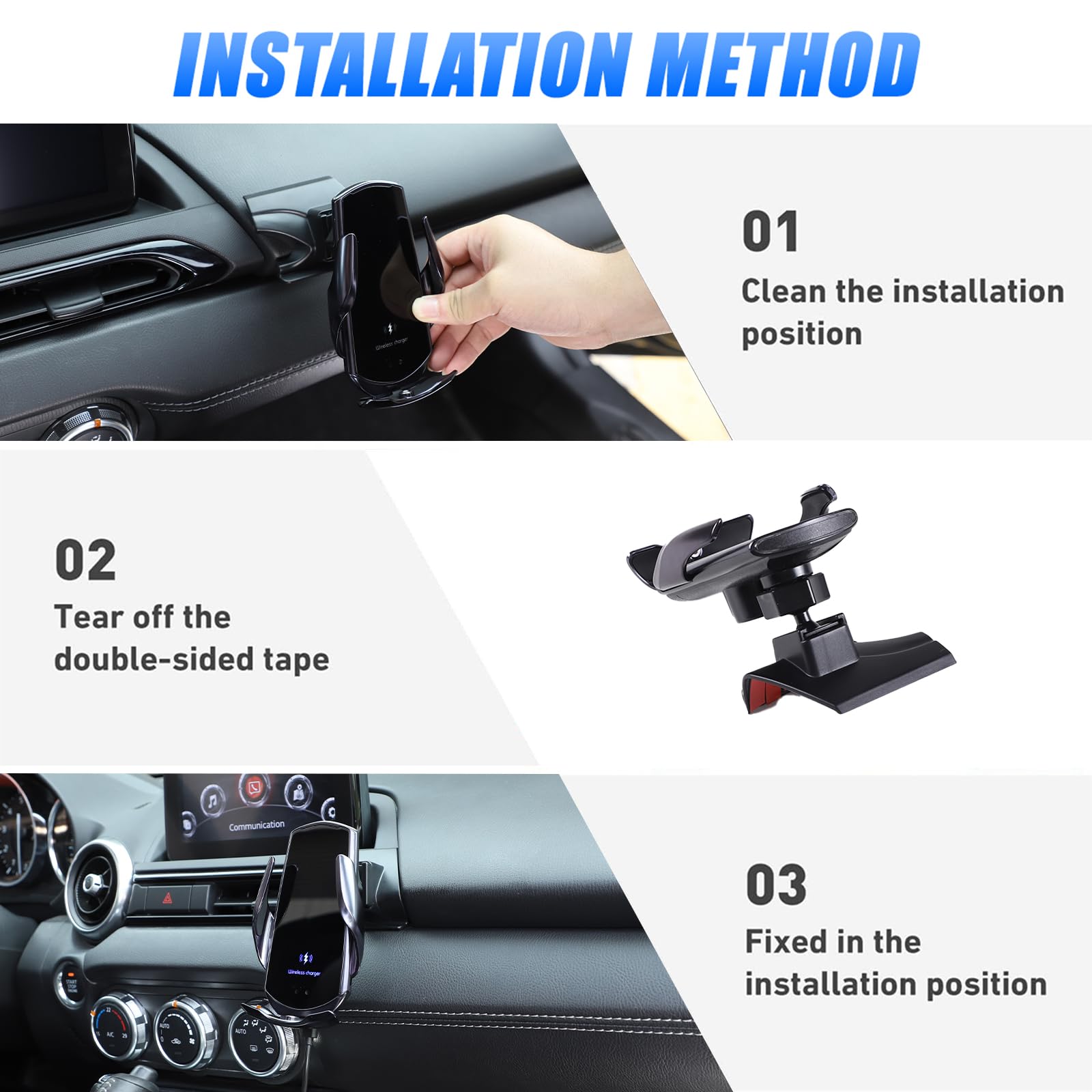 Soporte para teléfono de coche compatible con M@zda MX-5 ND 2016-2024, consola central, rejilla de ventilación, ajustable, ABS negro, accesorios de coche (estilo D)