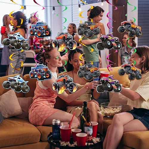 Miniatura 6 de 12 piezas de remolinos colgantes para camión, decoración de fiesta de camión, suministros de baby shower, adecuado para suministros de decoración de