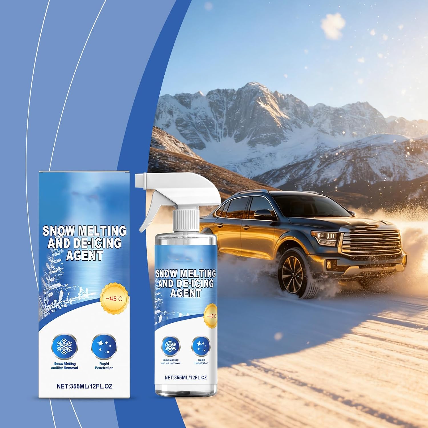 355ml Multiple Surfaces Deicer Sprayed for Cars Effective Snow Ice Removal from Windshields Window and Exterior Home Surfaces Fast Snow & Ice Remover Sprayed