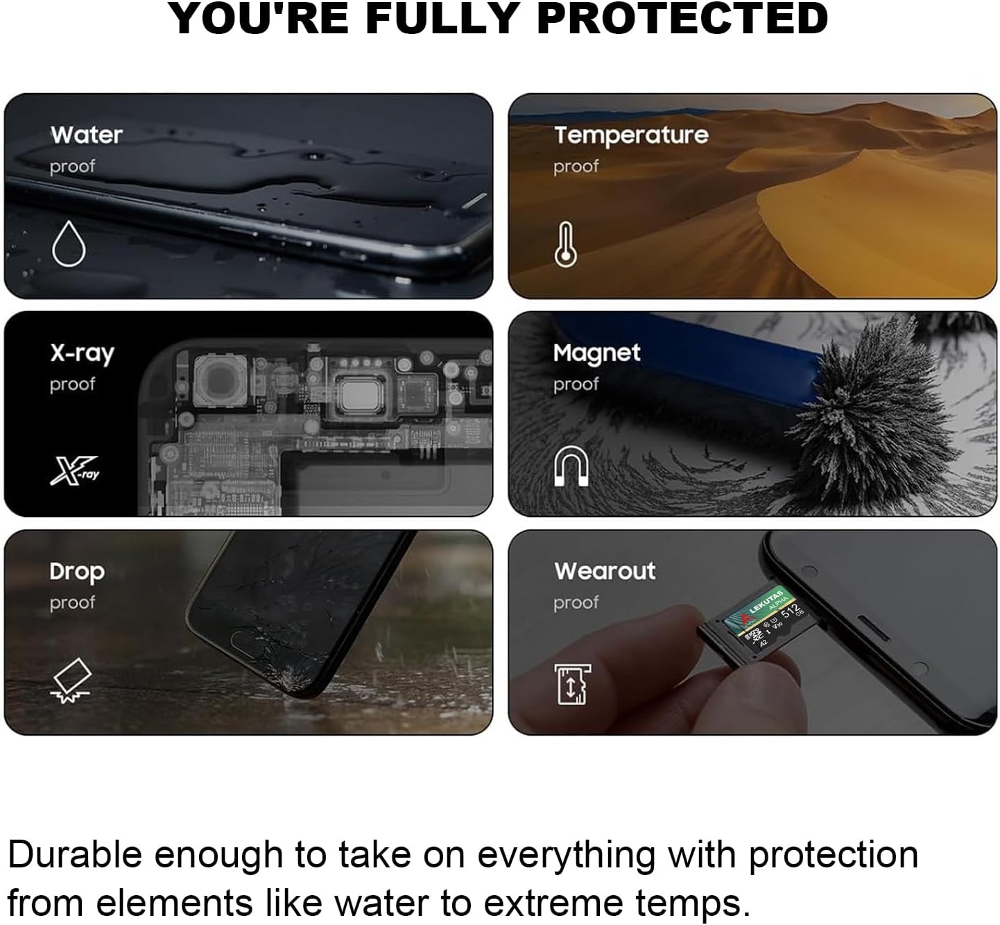 512GB Micro SD Card, microSDXC UHS-I Flash Memory Card TF Card, High Read Speed 120MB/s, C10, U3, A2, V30, for Full HD, 4K UHD Video Recording