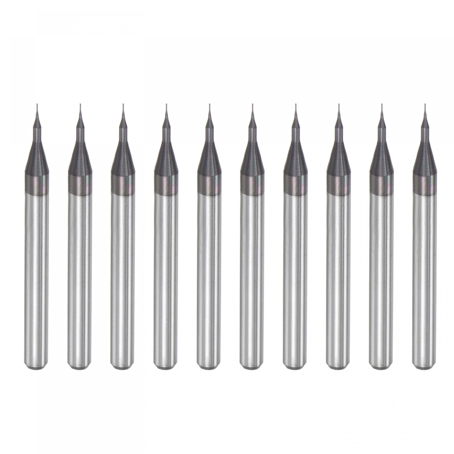 uxcell End Mill CNC Router Bits, 0.2mm x 1mm 1/8" Shank Diamond Film Coated Carbide Engraving Bit Milling Cutter Right Hand for PCB Plastic Fiber Wood 10pcs