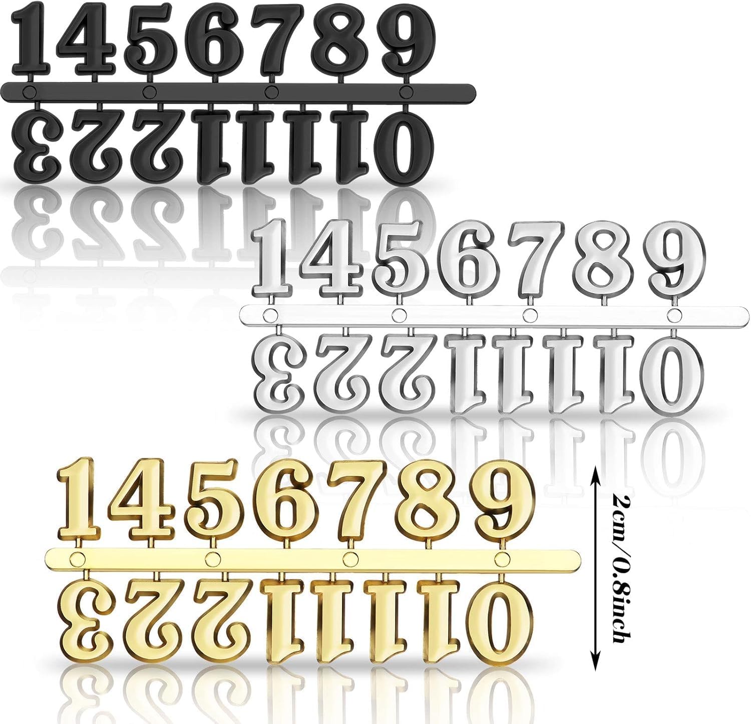 6Sets Clock Numerals Kit, for Repair Parts Replacement Clock Accessories for Home Art Decor(Gold,Silver, Black)