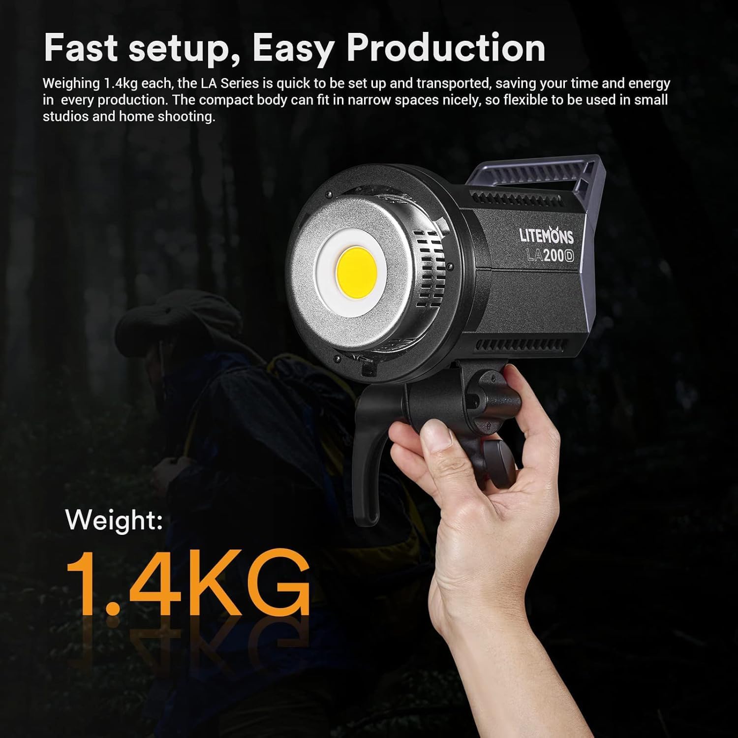 Godox LA200D LED Video Light, 200W 101000LUX@1M Daylight Studio, 5600K Bowens Mount LED Continuous Light, CRI 96+ 8 FX Effect 0-100% Dimming APP Control Photography Light