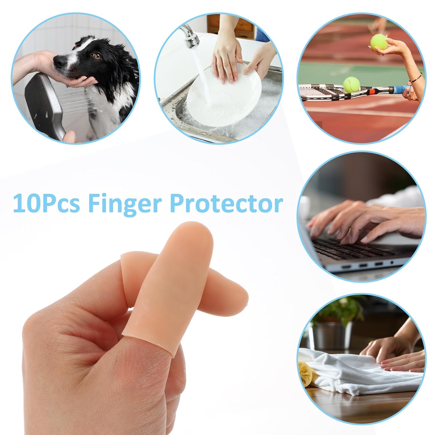 WY LIGHTING Gel Finger Cots, 10 PCS Gel Finger Protectors, Clear, Nude image 5