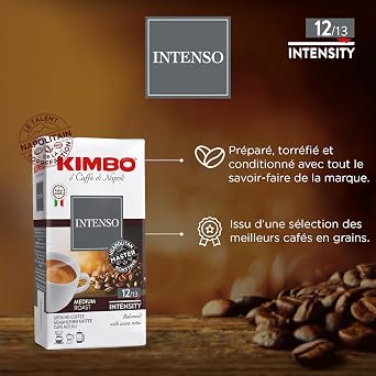 Kimbo Intenso Italian Ground Coffee, Medium Roast, 8.8oz Brick
