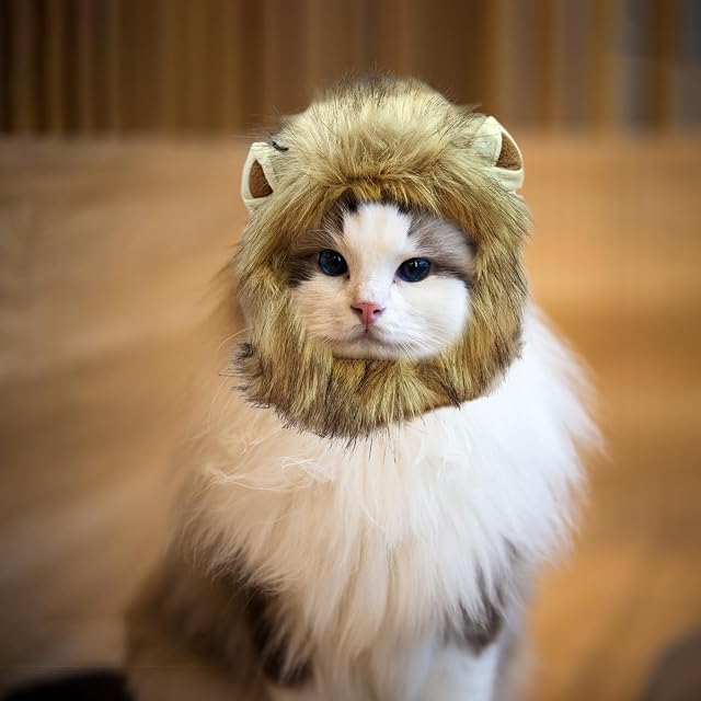Foto 7 de 7 de Diadema Divertida para Mascotas de 2 Piezas, Diadema de Melena de león y Conejito