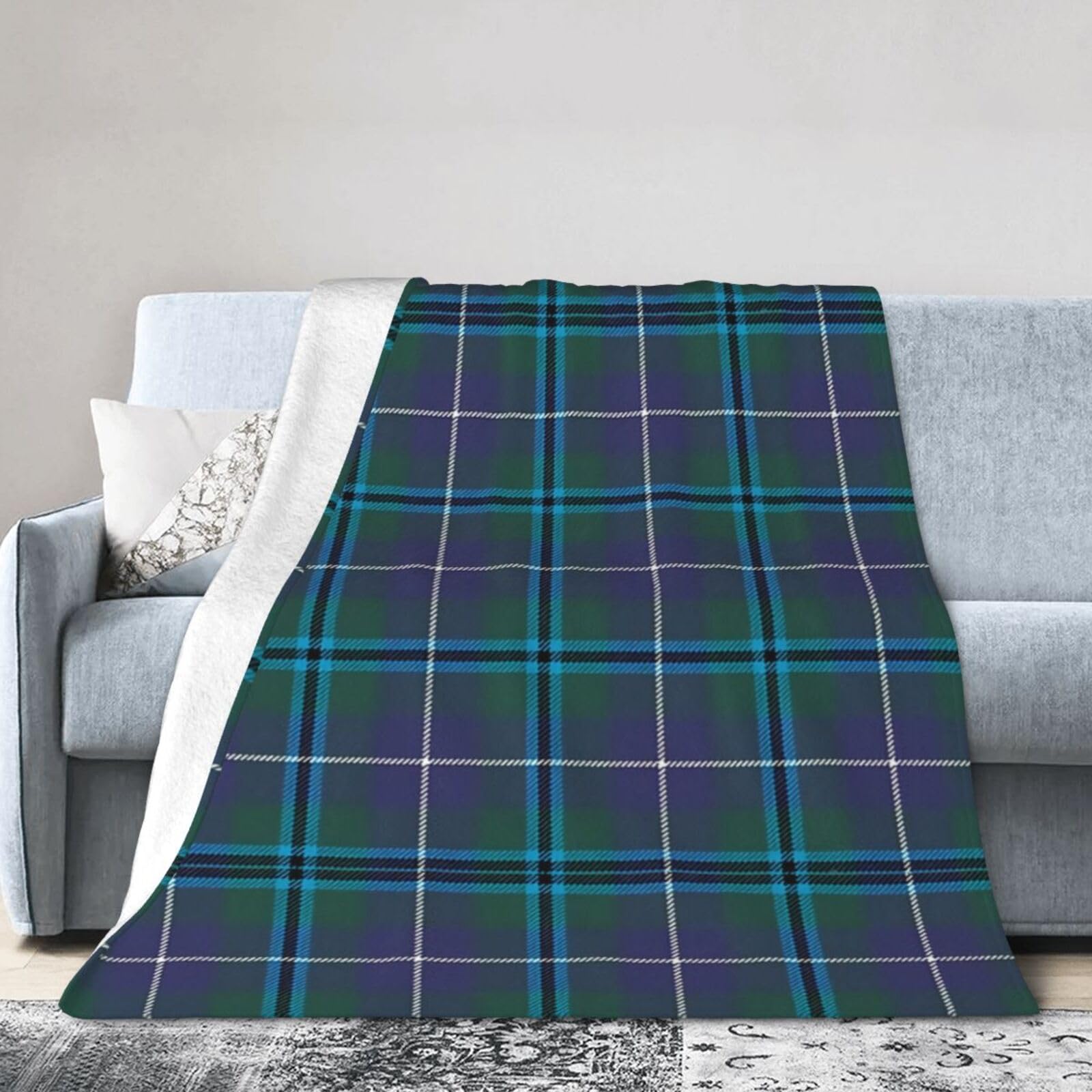ERTDFXCV Clan Glendinning Surname Last Name Scottish Tartan Blanket 50"x40"