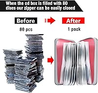 Vista 4 de Funda para CD, soporte para CD/DVD, cartera con capacidad para 80, fundas para CD y DVD, estuches duros de plástico para CD y DVD, organizador