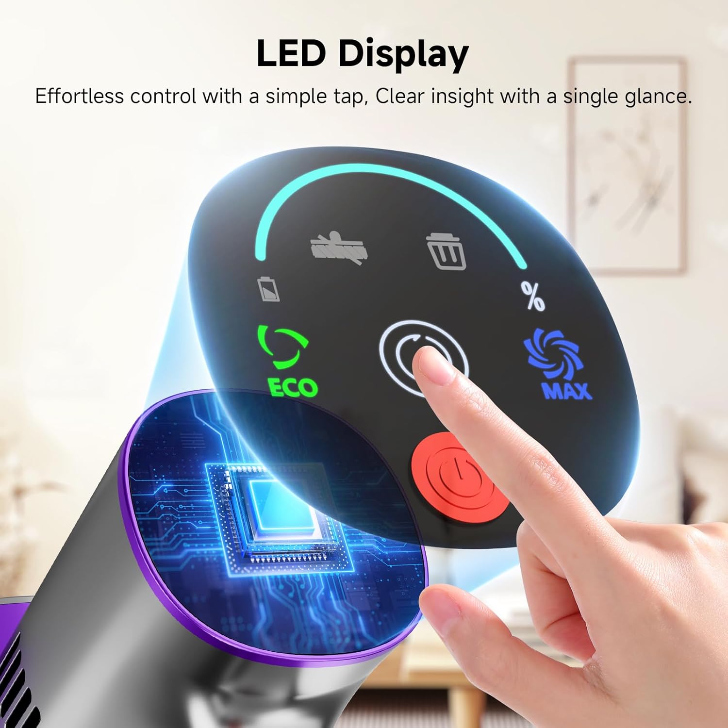 Cordless Stick Vacuum Cleaner, 40Kpa Powerful Suction Vacuum Cleaner with LED Headlight, Detachable Battery, 8-in-1 Lightweight Handheld Vacuums for Pet Hair Carpet and Hardwood Floor, Purple