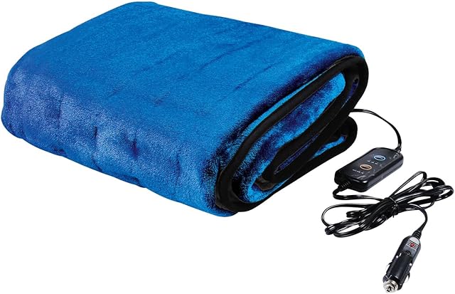 GREAT WORKING TOOLS Heated Car Blanket, 12v Heated Blanket for Car Electric Blanket 12v Washable 3 Heat Settings Auto Shutoff 55" X 40" - Blue