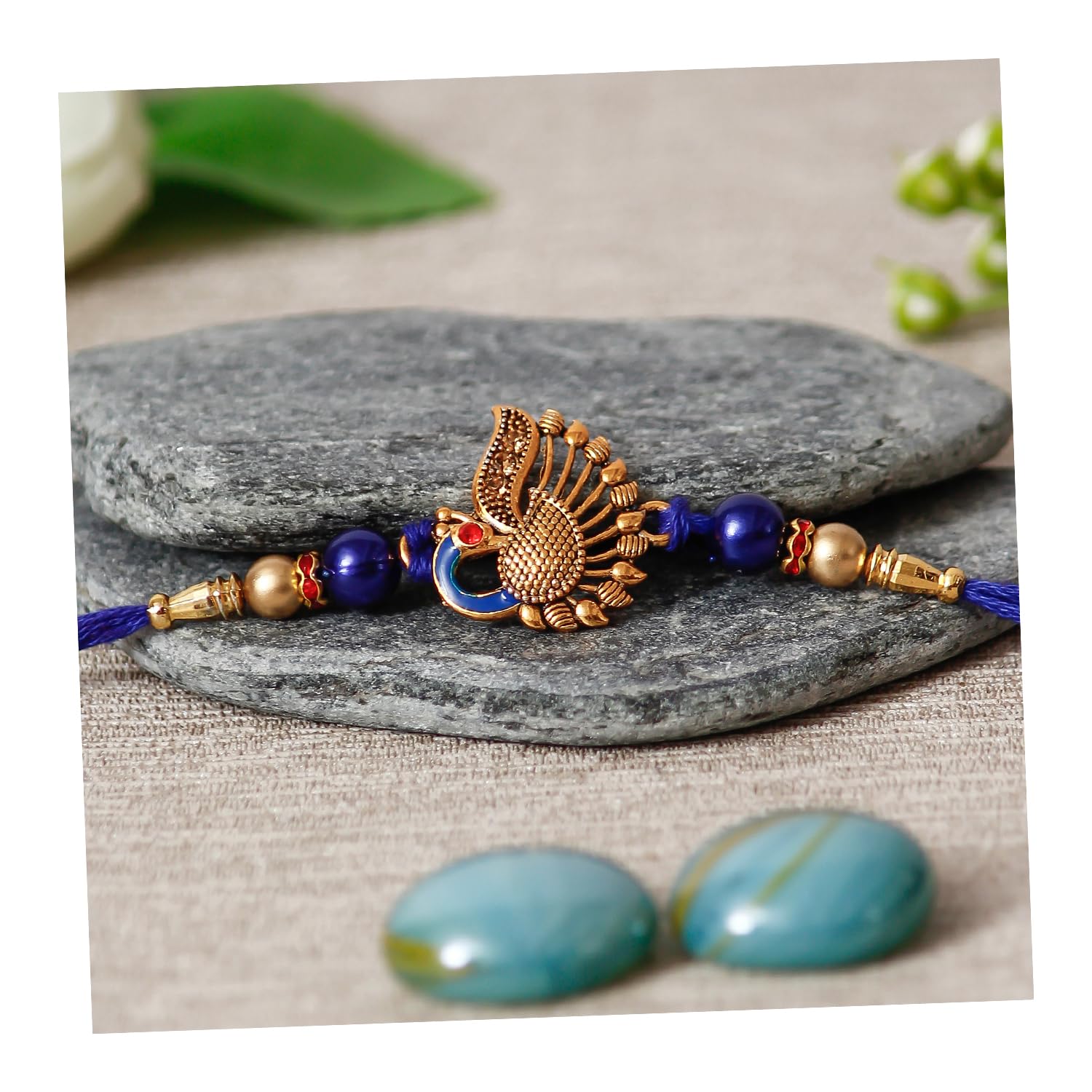 eCraftIndia Blue and Golden Designer Peacock Rakhi with Roli Chawal Pack - Rakhi for Brother (B09BB2J8HW) Amazon Price History, Amazon Price Tracker