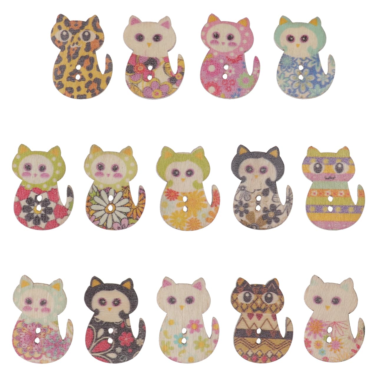 Boutons d'impression pour poupées en bois chat - Solution scrapbooking