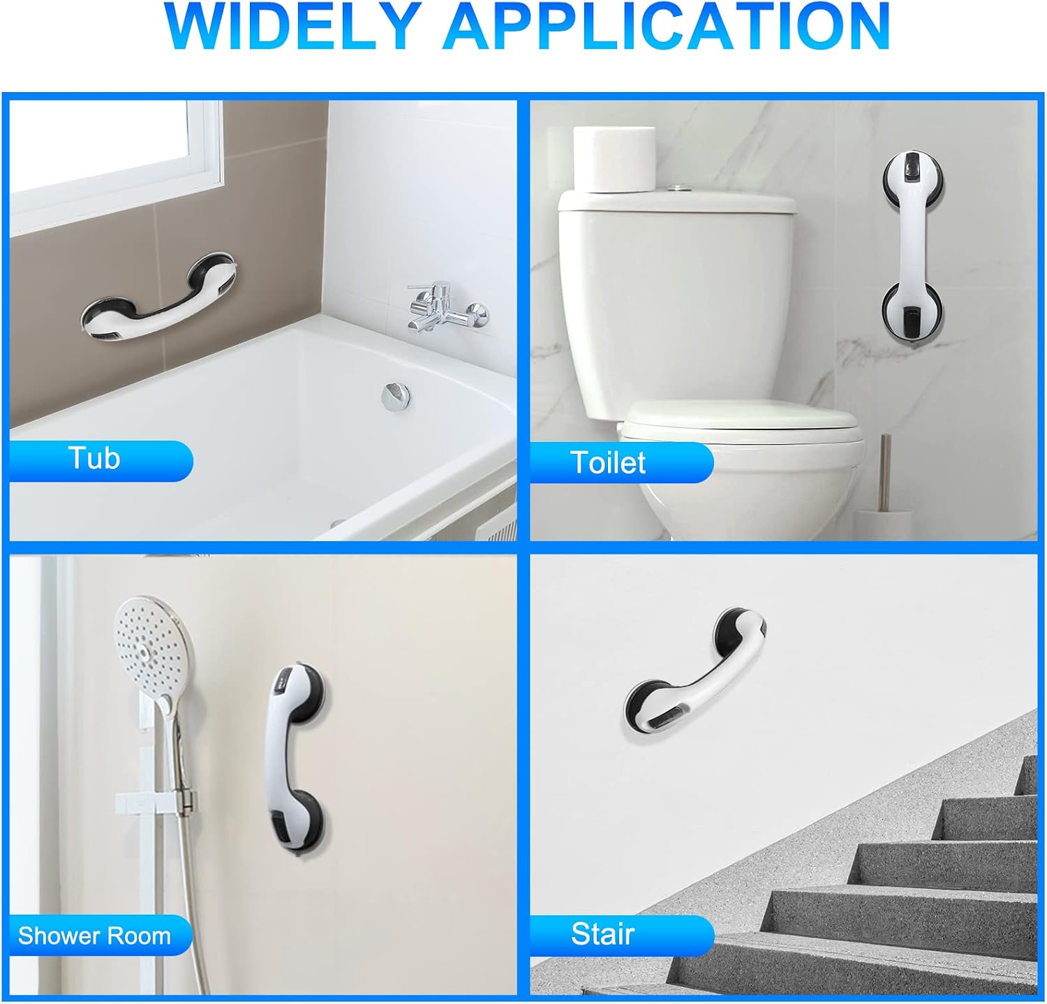 2 Pack Shower Handle 12" Grab Bars for Bathroom Shower Handles for Elderly Grab Bars for Bathroom Safety Grab Bar Shower Grab Bar with Strong Hold Suction Cup Grip Grab in Bathroom