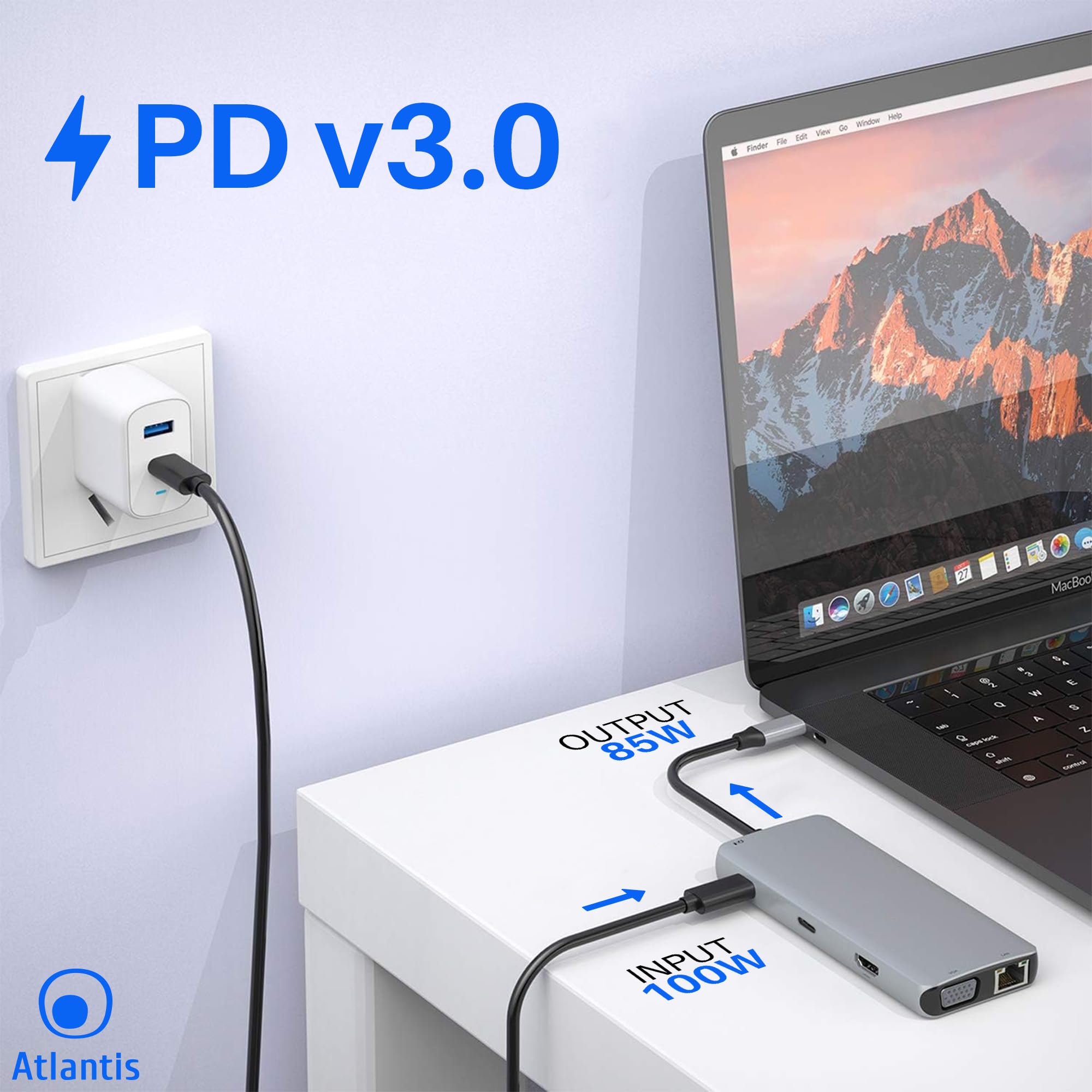 Docking Station USB C A HDMI 4K, VGA, Ethernet Gigabit, 3 USB 3.0, PD 85W - Compatibile Con Tutti I Notebook