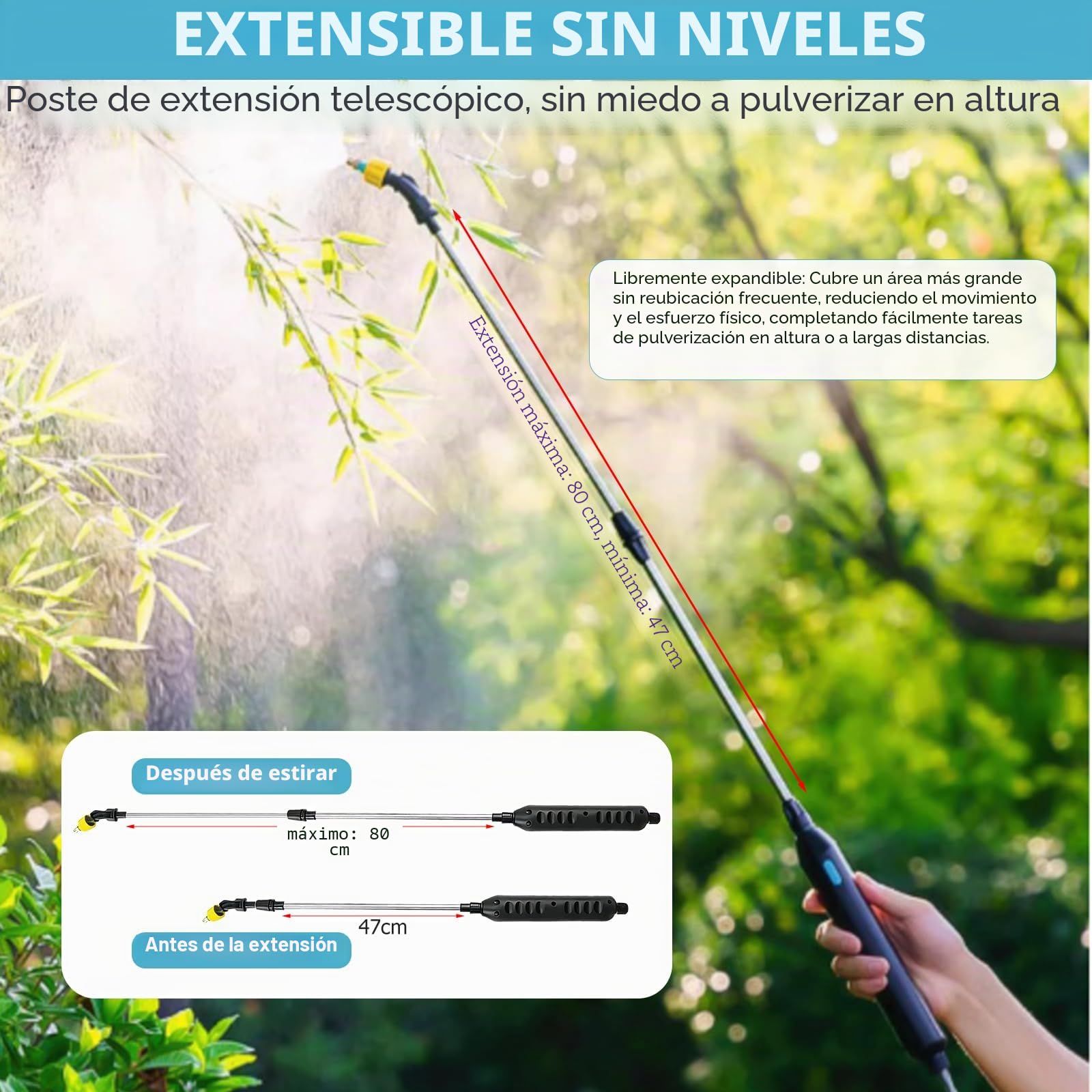 Nikou Pulverizador de Mochila a Presión, 8 litros Mochila Pulverizadora Eléctrico, con Correas de Hombro Ajustables para Horticultura, Silvicultura, Agricultura