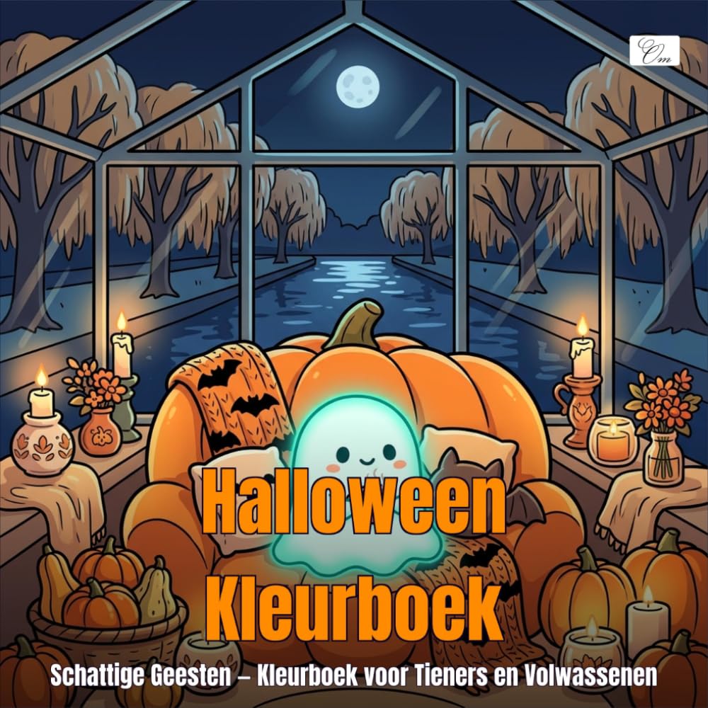 Halloween Kleurboek — Schattige Geesten — Kleurboek voor Tieners en Volwassenen: Schattige geestenpersonages in gezellige Halloween-scènes voor ontspanning en mindfulness