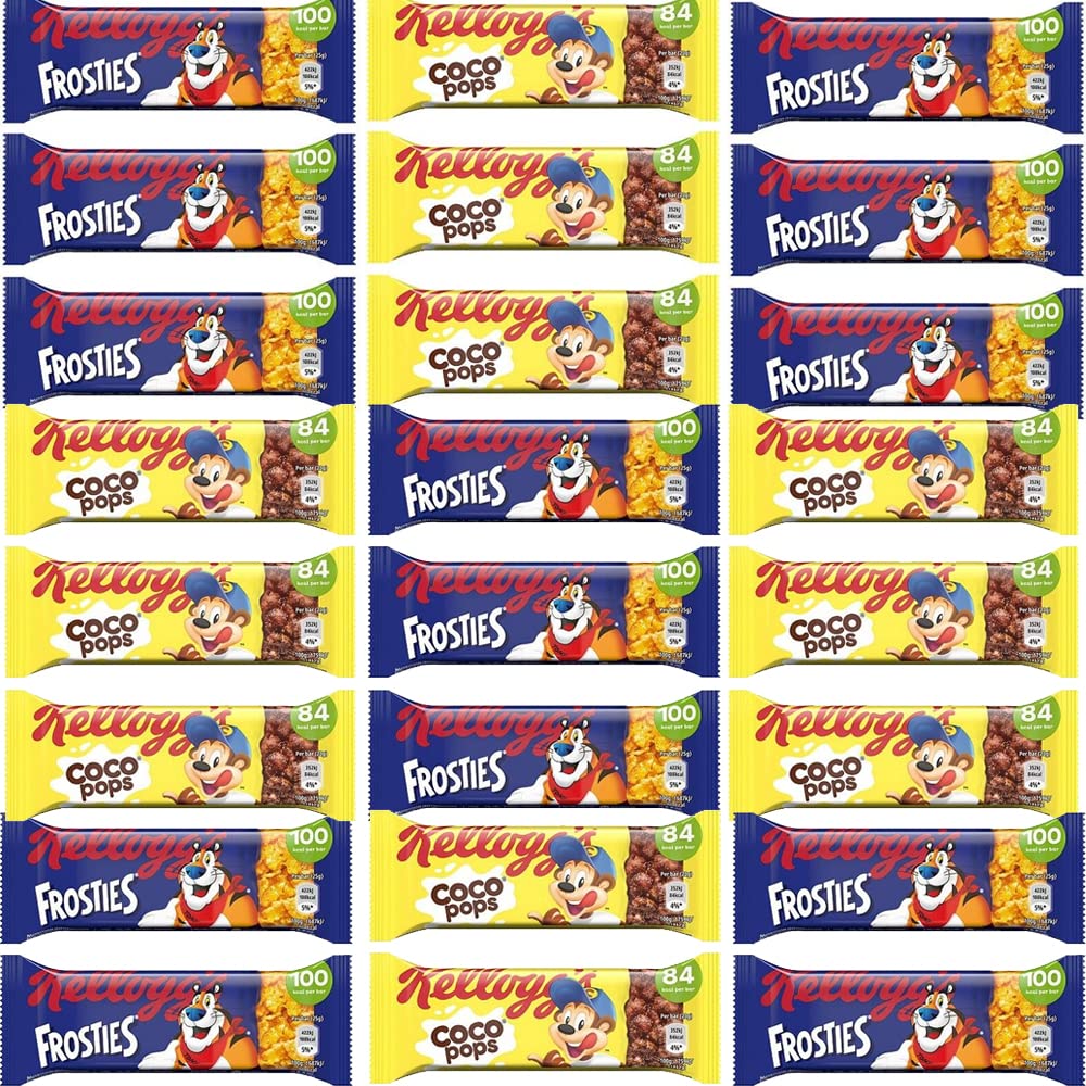 24 x Mixed Kelloggs Coco Pops & Frosties Cereal Bars 20g