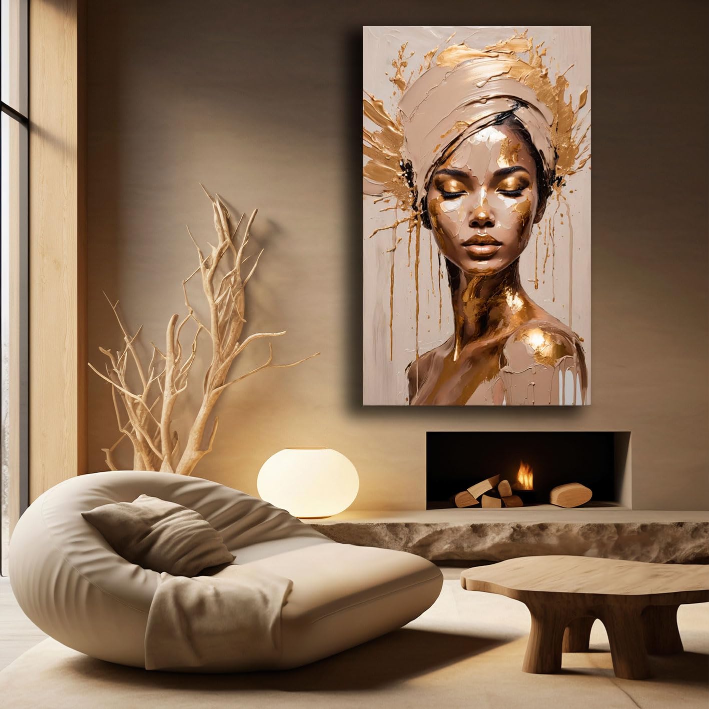 Quadro Moderno Soggiorno Verticale Astratto Donna Volto Quadri moderni di tela canvas da Parete XXL grande Stampa su tela Camera da letto Decorazione Murale muro Arredo Cucina (14, 50x100 cm)