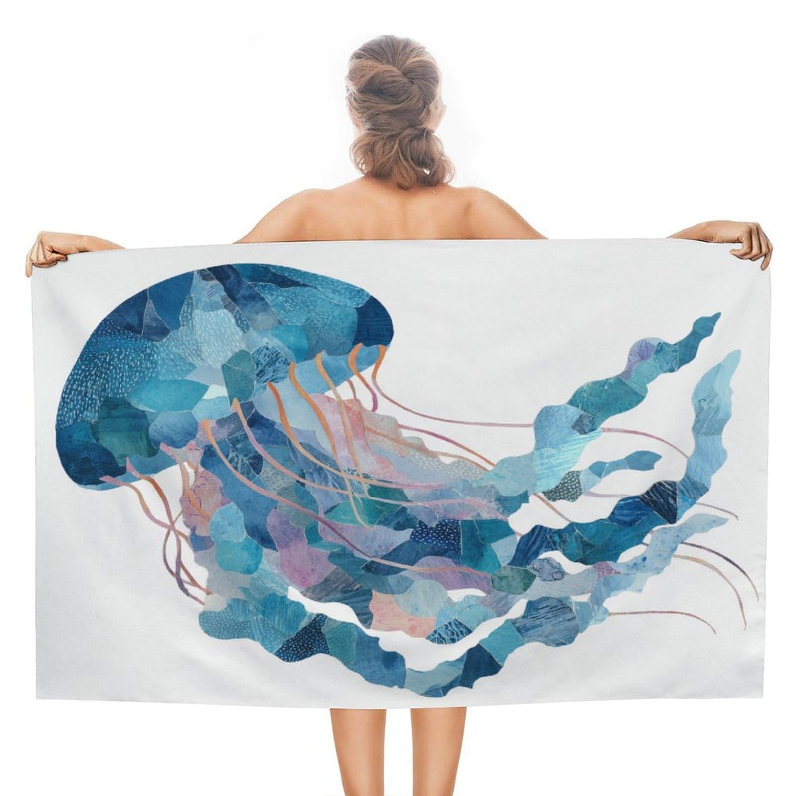 LSRCPD Jellyfish Cozy And Whimsical Beach Towel Sand Free Microfiber Large Shower Towels Multipurpose Absorbent for Bathroom Pool 130x80 CM