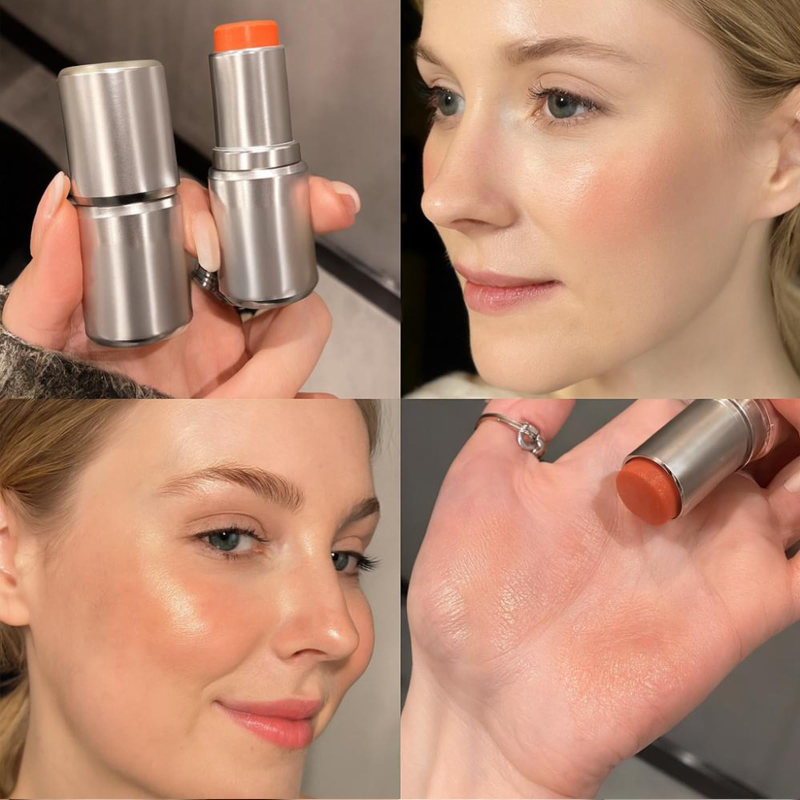 2-Pack Peach Orange & Icy Peach Clear Dewy Highlighter Sticks, Long Wear Cream Contour Set - Image 4