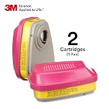 3M P100 Respirator Cartridge/Filter 60923, 1 Pair, NIOSH Approved, Helps Protect Against Organic Vapors, Acid Gases, and Particulates, Magenta, Yellow