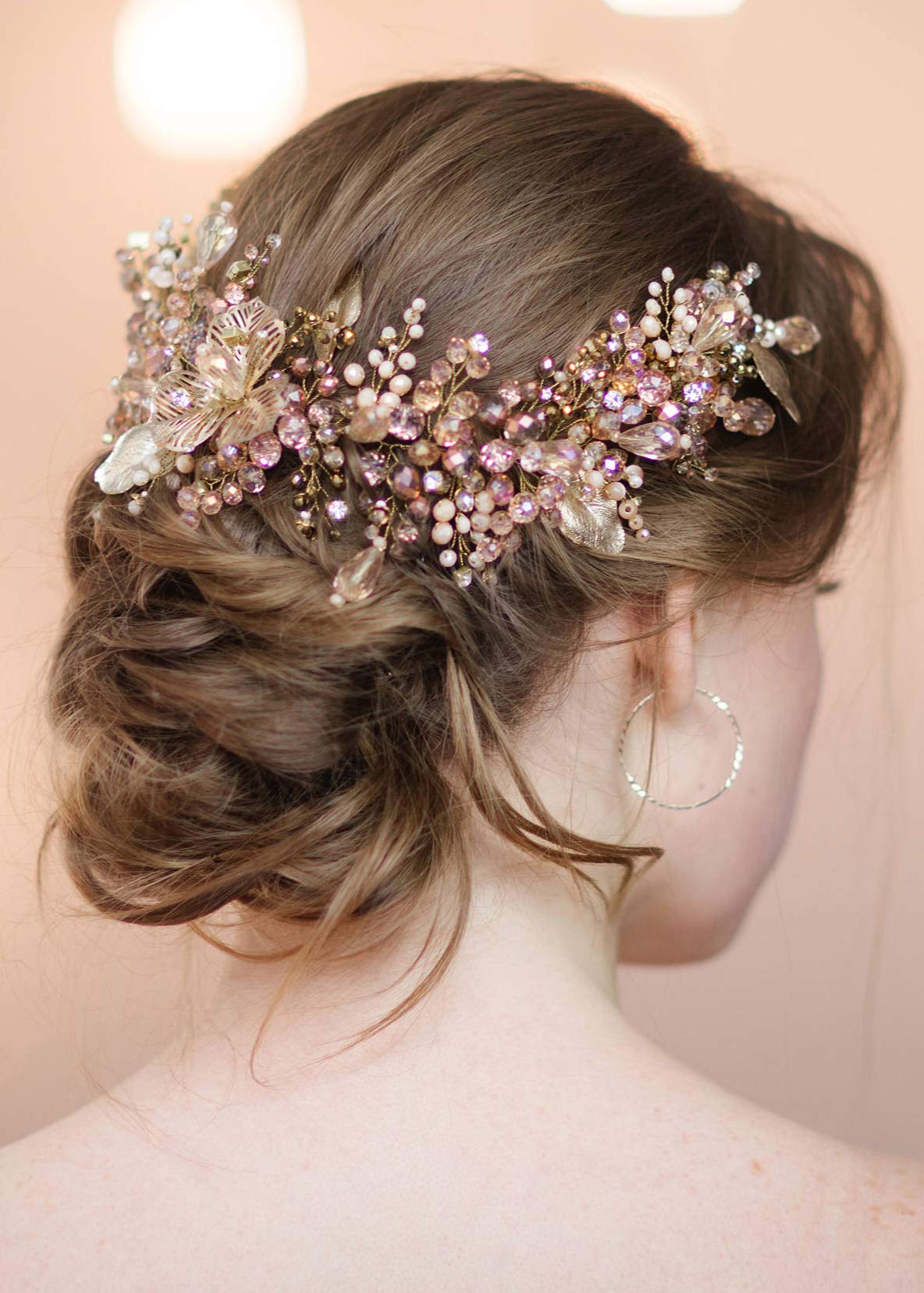 Kercisbeauty Dainty Gold and Champagne Headband for Brides Bridal Tiara Beads Headpiece Women Special Occasion Jewelry Handmade Wedding Gift Vintage - Image 2