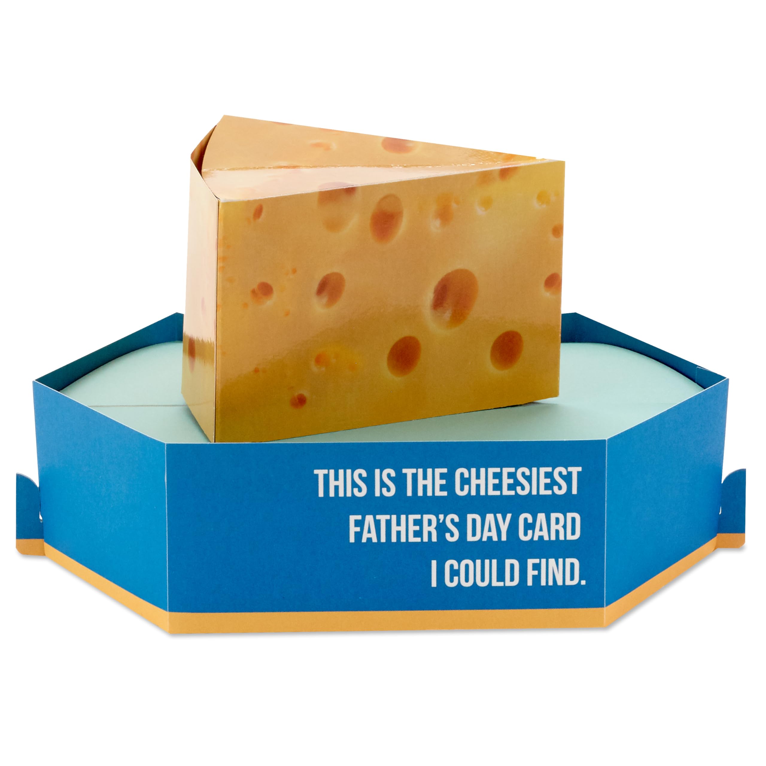 Hallmark Fathers Day Card, 3D & Pop Up Cheese Design, Funny, Humour, Blue, Yellow