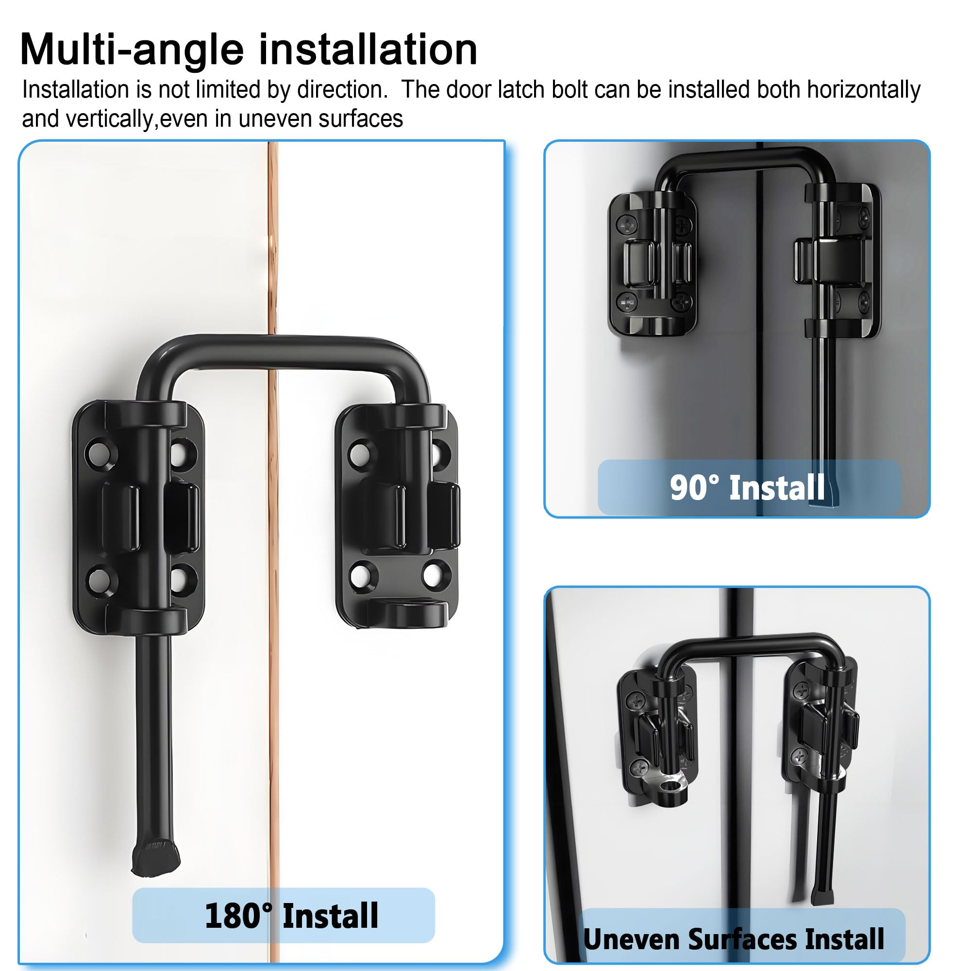 Patio Sliding Door Loop Lock, Home Security Thickened Anti-Rust Sliding Gate Latch for Fence,Garden, Bathroom, Outdoor - Image 4