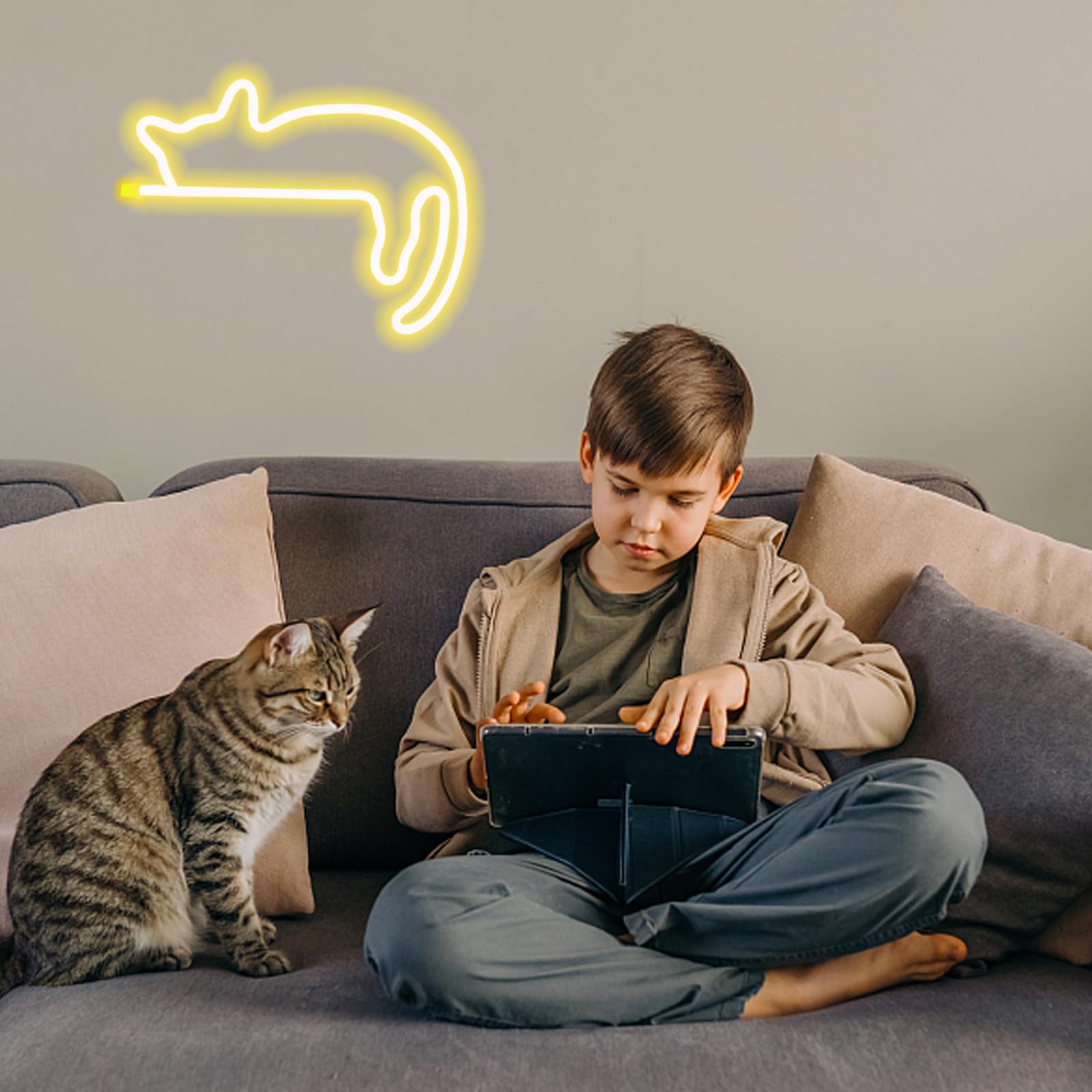 UExnkj-Y Cat Neon Sign, USB Powered Wall Bar Party Decoration, Warm Color Cat Neon Light, A-Cat-warm White - Image 4