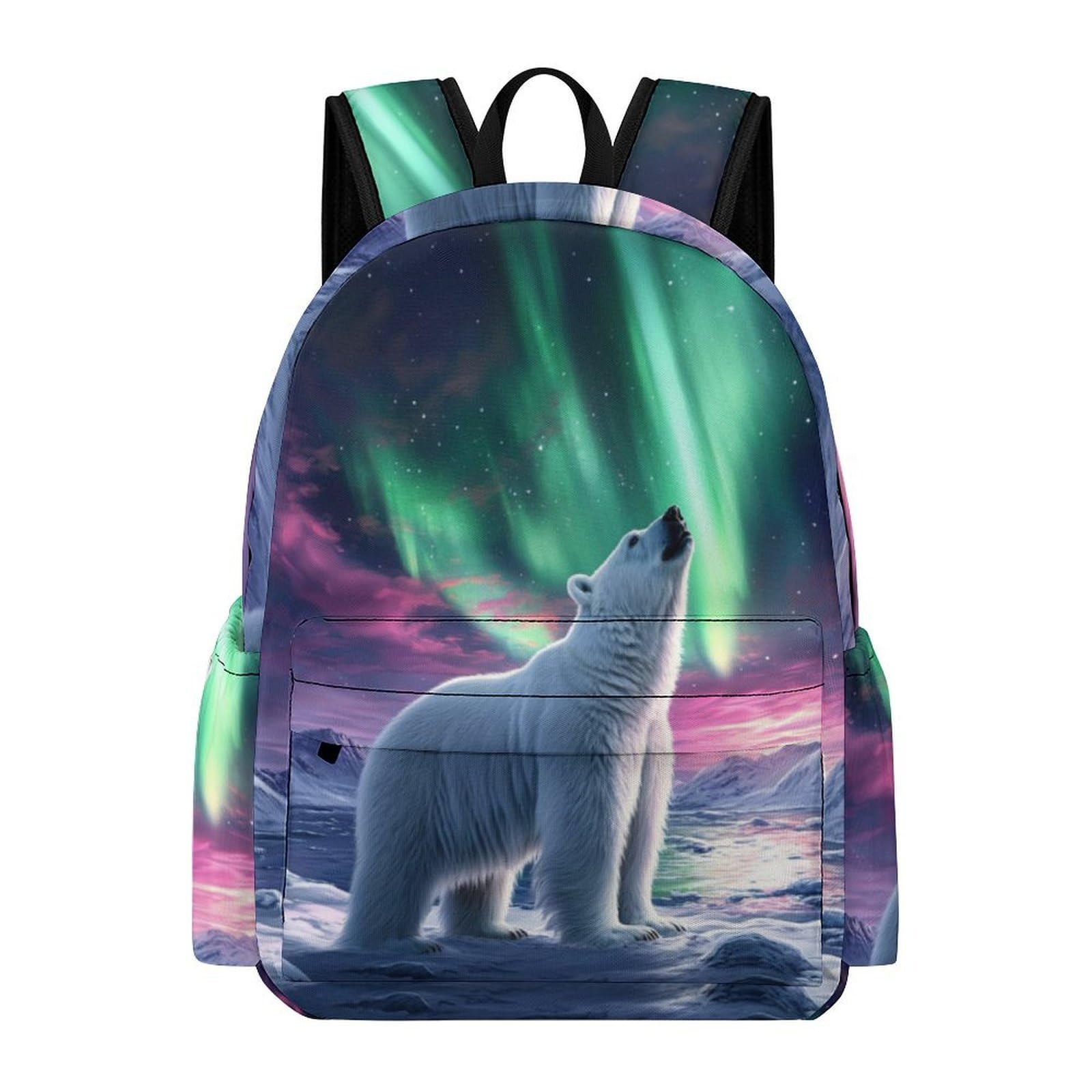 TPISLI 16.5 Inch Rucksack Kids Polar Bear Motif Bookbag Boys Girls Age 7-12 Large Capacity Animal Aurora Rucksack for Spring Outing Travel Back to School Gift Books Gear
