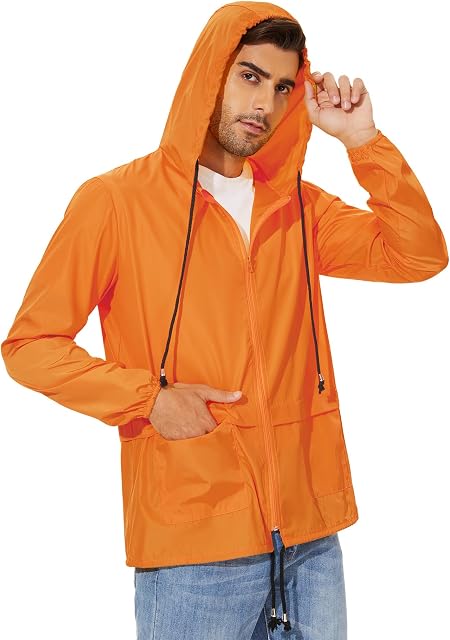 Men's Rain Jacket Waterproof and Lightweight Raincoat Outdoor for Hiking Jacket