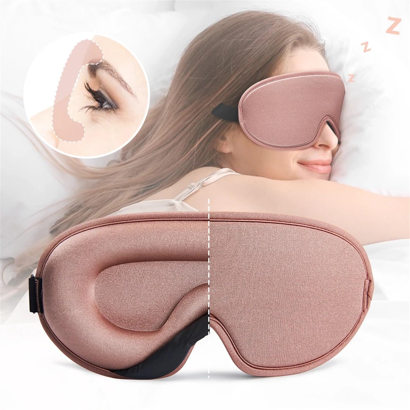 Máscaras para dormir Zero Eye Pressure Blackout pa Máscara de seda for ojos, máscara de seda con espuma viscoelástica 3D for dormir, parches for los ojos for viajes(Red)