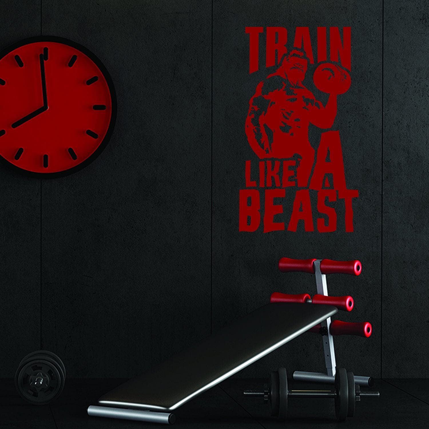 Calcomanía de vinilo para decoración de pared de gimnasio de fitness – Pegatinas inspiradoras para deportes motivacionales citas para sala de ejercicio bestia modo calcomanías