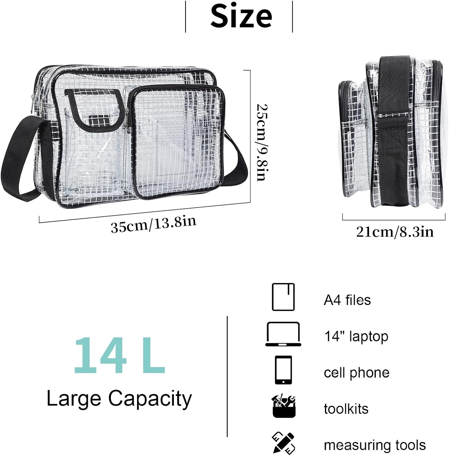 NOTAG Clear Tool Bag Anti-Static,Transparent Cleanroom PVC Bag for Work, Engineer's Bag,Cleanroom Shoulder Handbag