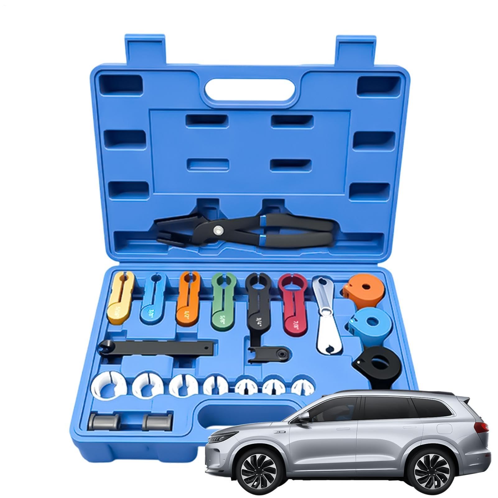 Extractor para líneas de 24 Piezas Liberación Rápida, Portátil y Universal | Set para Desconectar AC del Coche para Sistemas de Transmisión en SUV Sedán Pickup Furgonetas