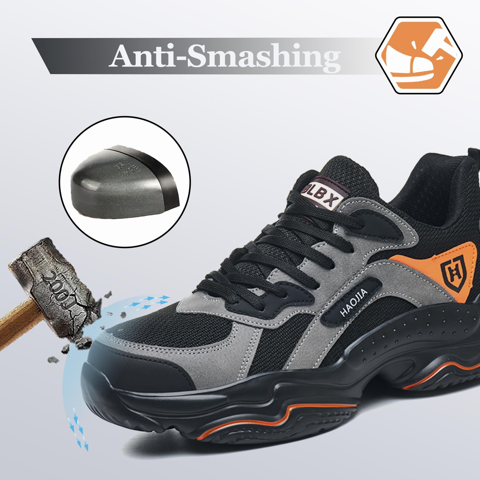 Sicherheitsschuhe Herren Sommer Leicht Arbeitsschuhe Damen Atmungsaktiv mit Stahlkappe Stahlkappeschuhe Bequem Sportlich Schutzschuhe rutschfest