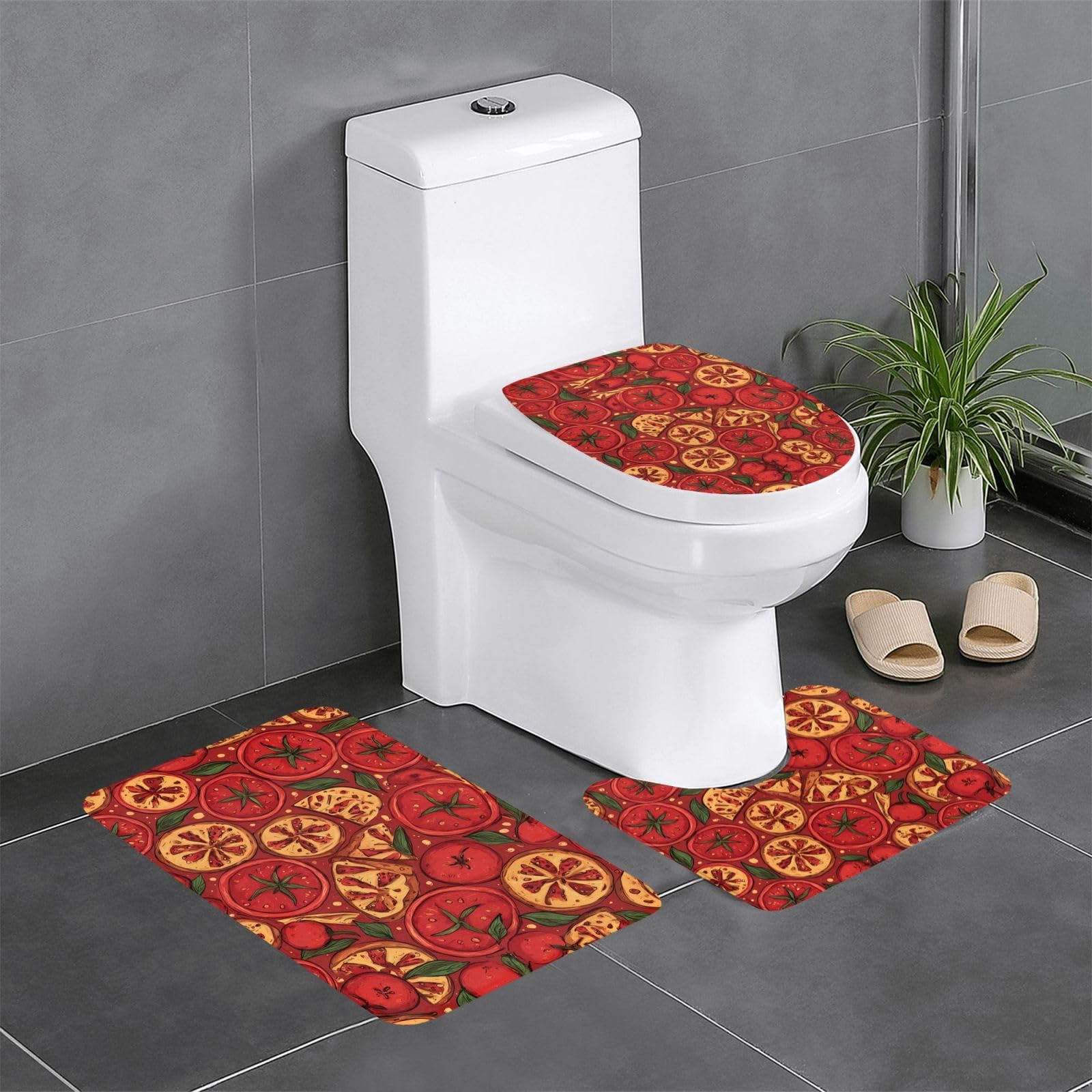 Tapis de salle de bain tomate pizza HJFCZH pour des toilettes fun et colorées