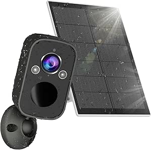 Rraycom Wireless Solar Security Camera Outdoor with Siren Alarm & Spotlight, 5MP Battery-Powered Security Camera with 130° Angle, AI Motion Detection,2-Way Talk, Cloud/SD, IP65, Compatible with Alexa asin的图片