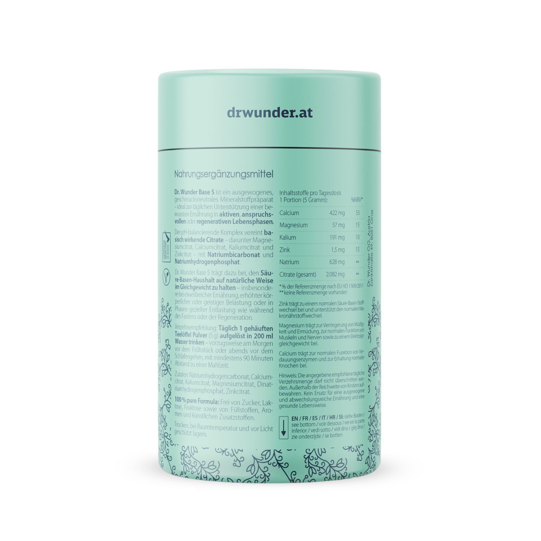 Dr. Wunder Base 5: Basenpulver 300g | 5 basenbildende Mineralien