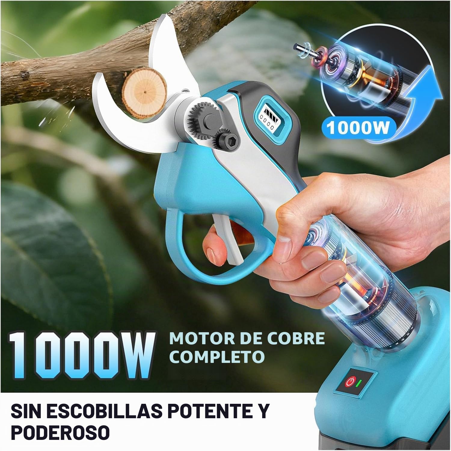 Mini Motosierra De 8 Pulgadas Y Tijeras EléCtricas De Podar A BateríA; Juego De Herramientas De JardíN 4 En 1, Con 2 BateríAs De 4,0 Ah, Barra Extensible De Hasta 4,2 M, Motor Sin Escobillas, Podadora