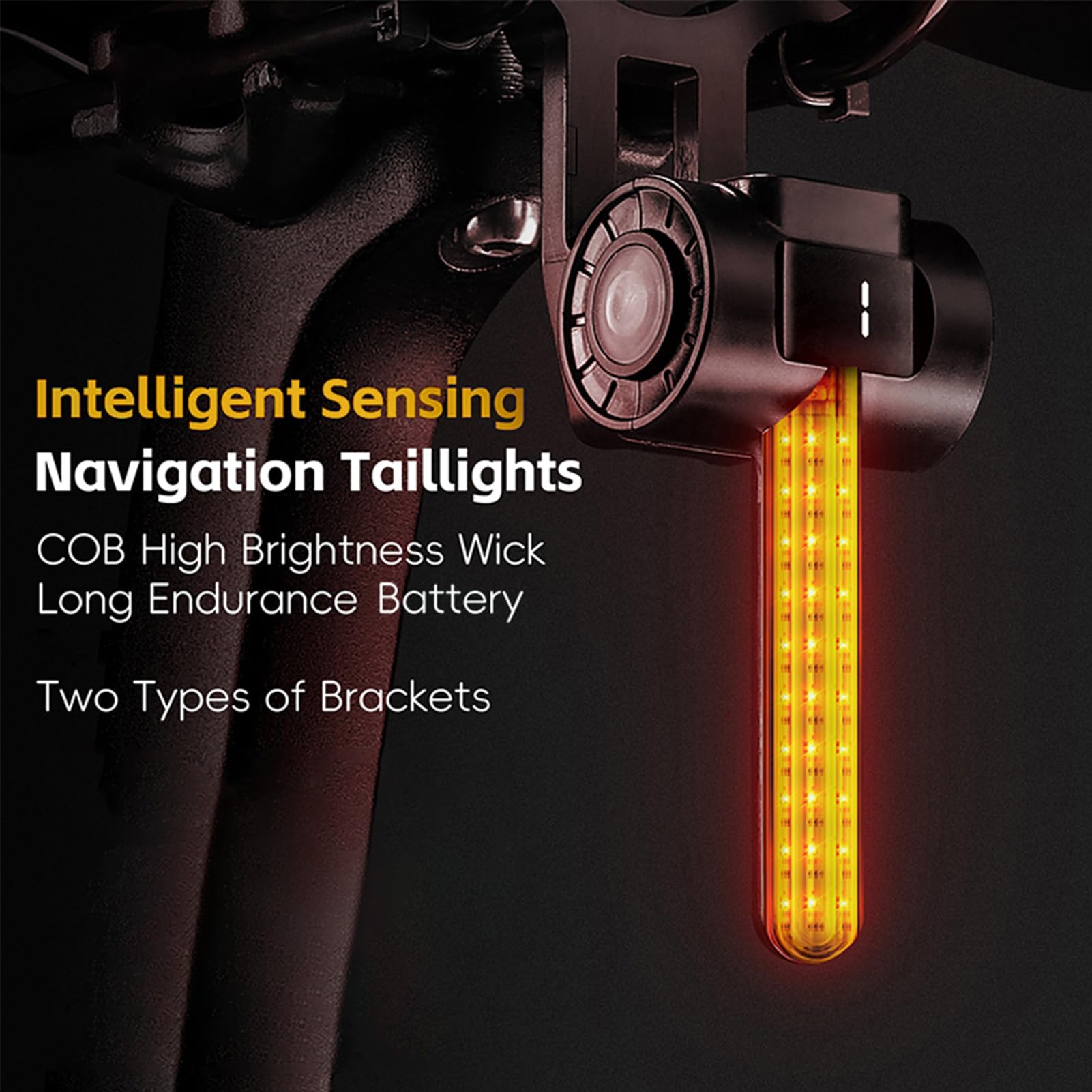 Smart Bike Light, Brake Sensing Rear Lights for Night Ride, 180° Wide Visible Safety Bike Tail Light, Rechargeable USB C, Waterproof IP65, Quick Release Brackets for (Red Light Intelligent Edition)